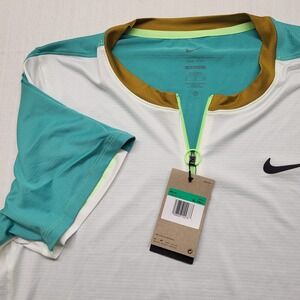 New Nike Shirt Court Dri FIT Advantage Mens XLT White Performance Tennis Preppy